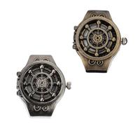 BESPORTBLE Orologio ad Anello da Dito Retrò in Lega di Zinco, Orologio Gioiello Vintage Unisex, Set 2 Pezzi per Decorazione e Uso Quotidiano