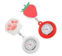 BESPORTBLE Orologio Da Tasca Da Infermiera Clip Estensibile in Silicone, Set Da 2 Pezzi Color Rosso e Bianco, Orologio Da Infermiere Al Quarzo Per Professionisti Sanitari e Infermiere Di Guardia