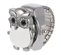 BESPORTBLE orologio stile anulare adorn rings guarda le donne dell'anello orologio anello gufo dito squisito signore orologio ad anello retrò orologio dal design retrò Lega di zinco bianca
