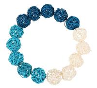 BESPORTBLE Palline Decorative Rattan 15 Pezzi Sfere Artigianali per Diffusori e Decorazioni Natalizie in Blu e Bianco per Casa e Bagno