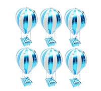 BESPORTBLE Palloncini a Forma di Mongolfiera in Alluminio 4d Blu, Set da 6 Pezzi per Decorazioni Shower e Feste, Decorazione Gonfiabile per Eventi Interni ed Esterni