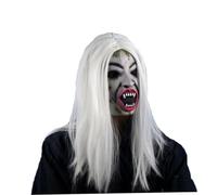 BESPORTBLE Parrucca Lunga Bianca per Halloween Parrucca Fantasma Sadako per Feste Maschera e Cosplay Accessorio Horror per Costume di Halloween