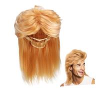 BESPORTBLE Parrucca Mullet Anni Uomo Capelli Finti Strati Accessorio Per Feste Di Halloween e Costume Retrò Facile Da Indossare Retina Regolabile