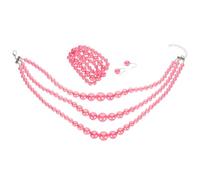 BESPORTBLE Parure di Gioielli Collana e Braccialetto di Artificiali Rosa per Donna e Ragazza, Elegante e Classico, per Feste e Serate Speciali