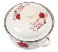 BESPORTBLE Pentola per Stufato Smaltata da 16 Cm in Ghisa Coperchio, Resistente alla Corrosione, Maniglie Ergonomiche, per Cucina Domestica e Riscaldamento su Griglia