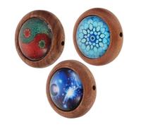 BESPORTBLE Perline Di Legno Rustico 3 Pezzi Ciondolo Thangka Retrò Rotondo Perle Di Zakiram Per La Creazione Di Gioielli Braccialetti Fai Da Te Artigianato Ricchezza Perline Africane