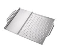 BESPORTBLE Piastra Barbecue Quadrata in Acciaio Inossidabile con Doppia Maniglia per Cottura Uniforme Forata Antiadipante per Casa e Esterni Facile da Pulire Resistente e Pratica per
