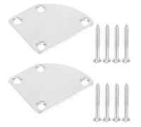BESPORTBLE Piastra di Rinforzo per Manico Basso e Chitarra Elettrica in Ferro Argento, 2 Pezzi Viti Abbinate, Facile Installazione e Leggero, Accessori per Basso
