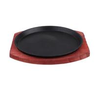 BESPORTBLE Piatto Da Portata in Ghisa Antiaderente Set Di Padelle Per Fajita Piatto Per Bistecca in Legno Essenziale Per Cucinare in Casa