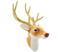 BESPORTBLE Piccola Testa di Renna Decorativa Natalizia in Resina Marrone Scultura di Testa di Cervo per Decorazioni Natalizie per la Casa Statua di Renna da Tavolo per Festa e Addobbi di