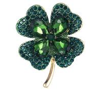 BESPORTBLE Quattro Erbe Di Allevamento Spilla Colorato Moda Perni Verde Elegante Donna Smeraldo Smalto Bomboniere Matrimonio Regali Per Amiche Donne Gioielli in Costume Green Strass