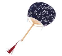 BESPORTBLE Rotondo Ventaglio Stili Multipli, in bambù e Stoffa, Dipinto su Due Lati, Blu Navy, Leggero e Portatile, con Nappa, per Donne e Ragazze Stili Multipli