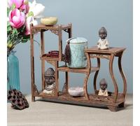 BESPORTBLE Scaffale Antico in Legno di Chicken Wing per Esposizione di Pietre Preziose e Oggetti d'Arte Ripiani Stabili e Design Intagliato per Collezionismo e Decorazione Casa