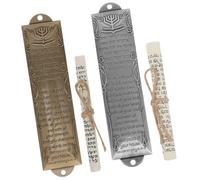 BESPORTBLE Set 2 Mezuzah in Metallo Vintage Scrittura Religiosa Placca Decorativa per Porte D’Ingresso Fori di Fissaggio Decorazione Cattolica e Simboli Sacri per Interni Domestici