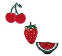 BESPORTBLE Set 3 Spille Smaltate Frutta in Lega Design Anguria, Fragola e Ciliegia, Leggere e Versatili per Cappelli e Incontri, Accessori Donna