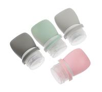 BESPORTBLE Set 4 Bottiglie da Viaggio Flaconi Compatti in Silicone da 30ml con Ricarica Rapida e Borsa Portaoggetti per Shampoo e Lozione in Viaggio