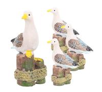 BESPORTBLE Set 4 Mini Statuine di Gabbiani in Resina per Casa delle Bambole, Mini Ornamenti Decorativi da Giardino, Figure di Uccelli Artigianali per e Collezionisti