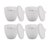 BESPORTBLE Set 4 Pezzi Crogiolo di Ceramica con Coperchio da 100ml, Alta Precisione e Buona Isolamento per Industria Chimica e Farmaceutica
