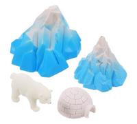 BESPORTBLE Set 4 Pezzi Giocattoli Micro Paesaggistici Igloo Finto e Statuette Animali Polari Mini Case di Neve per Bambini Decorazioni Invernali per Casa delle Bambole e Scrivania