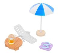 BESPORTBLE Set 5 Pezzi Decorazioni da Spiaggia in Resina per Casa delle Bambole Micro Paesaggio Sedia e Ombrellone da Giardino delle Fate Accessori Portatili per Scene in Miniatura Adatto