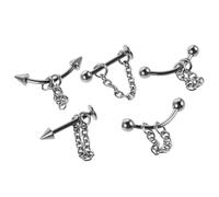 BESPORTBLE Set 5 Pezzi Piercing Labbro in Acciaio Inossidabile Chirurgico Barre Verticali, Anelli a Catena e Orecchini Labret per Donna, Gioielli da Piercing Versatili per Labbro, Orecchio
