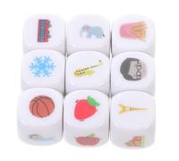 BESPORTBLE Set 9 Dadi Narrativi in Acrilico Illustrazioni Colorate, Accessori Didattici per Giochi da Tavolo e Formazione Linguistica, Gioco Educativo per Stimolare Immaginazione