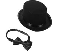 BESPORTBLE Set Costume da Detective Cappello Nero a Cilindro e Fiocco Accessori per Feste a Tema Mistero e Cosplay Kit Unisex per Spettacoli e Attività di Investigazione