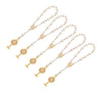 BESPORTBLE Set da 5 Braccialetti Cristiani Perle Finte Dorate Rosari Religiosi da Donna per Battesimo e Shower Gioielli Ciondolo Croce per Celebrazioni Indoor e Outdoor