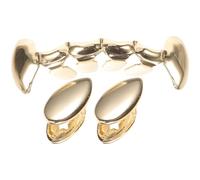 BESPORTBLE Set da 8 Griglie Dentali Oro Stile Hip Hop per Uomini, Denti Finti da Vampiro per Halloween e Cosplay, Accessori Dentali Rimovibili per Feste ed Eventi in Maschera