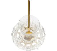 BESPORTBLE Set da Tazza da Tè in Vetro Trasparente Piattino e Cucchiaino, 1 Pezzo, Adatto per Tè, Latte e Bevande Calde, Stile Europeo Retrò