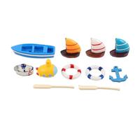 BESPORTBLE Set Di 10 Accessori Nautici In Miniatura In Resina A Forma Di Barca A Vela Con Salvagente Per Decorazioni Fai Da Te In Stile Mediterraneo Per Micro Paesaggi Case Delle
