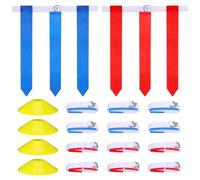 BESPORTBLE Set di 12 Cinture da Calcio con Bandiere 3 Bandiere PRO Cintura Plus 4 Cappelli per Allenamento Calcio 16 Pezzi