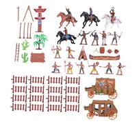 BESPORTBLE Set di Mini Modelli Indiani e Cowboy 43 Pezzi in Plastica per Giocattoli, Stimola Immaginazione e Gioco di Ruolo, come Decorazione per Paesaggi da Sabbia o Regalo