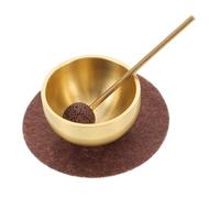 BESPORTBLE Set Mini Ciotola da Canto per Meditazione Yoga con Mazza e Cuscino in Metallo e Feltro, per Armonia del Chakra del Cuore e Uso Domestico