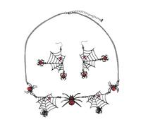 BESPORTBLE Set Orecchini a Bottone e Collana da Donna Tema Ragno Ragnatela Gioielli Vintage Halloween per Feste Cosplay e Party Accessori Moda Unici per Atmosfera Spooky
