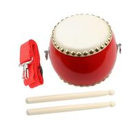 BESPORTBLE Set Tamburo Per Bambini in Legno Con Bacchette, Strumento Musicale Educativo a Percussione, Tamburo a Pavimento Color Rosso, Gioco Didattico Per Sviluppo Del Ritmo e Senso Musicale