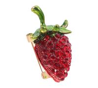 BESPORTBLE Spilla A Forma Di Fragola Con Strass Luccicanti: Adorabile Gioiello A Tema Frutta Per Donna - Spilla Con Etichetta in Lega - Spilla Di Sicurezza Versatile Per Abbigliamento Da