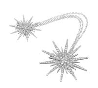 BESPORTBLE Spilla Con Cristalli Forma a Raggiera Argentata Con Pendente Catena Elegante Spilla Moda Per Camicia Abito e Scialle Da Donna Raffinata Per Cerimonie e Uso Quotidiano