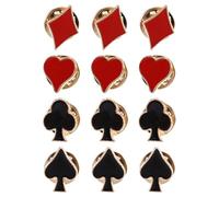 BESPORTBLE Spilla da bavero con carte da gioco da 12 pezzi - Spilla con semi di carte smaltate - con mano di poker in lega di zinco - Accessorio alla moda per colletto di giacca per gioielli di