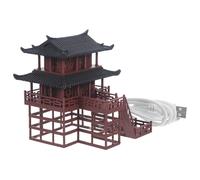 BESPORTBLE Statua Mini Padiglione Cinese LED USB Marrone in Plastica