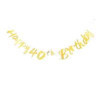 BESPORTBLE Striscione per 40° Compleanno Dorato da Appendere Decorazioni Festa Anniversario 40 Anni per Uomo e Donna Ornamento Festa Allegro per Celebrazioni di Compleanno