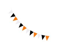BESPORTBLE Striscione Triangolare di Halloween Arancione Nero e Bianco Decorazione Bandiera da Appendere per Feste e Giardino Banner Decorativo Tema Halloween per Eventi Casa e Cucina