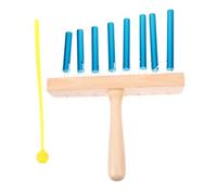BESPORTBLE Strumento a Percussione a 8 Note con Barre Singole in Acciaio Inox e Legno, Design Elegante Blu, con Mazzuolo per Supporto Musicale a Casa