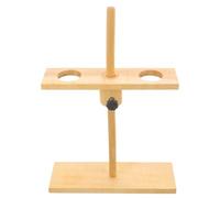 BESPORTBLE Supporto per Imbuto in Legno Regolabile Design a 2 Fori Beige, per Laboratori e Scenari Didattici, Previene lo Scivolamento degli Strumenti