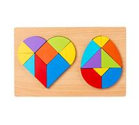 BESPORTBLE Tangram in Legno per Bambini Set Educativo a Forma Cuore e Puzzle Interattivo per Apprendimento Precoce 1 Set