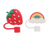 BESPORTBLE Tappi per Cannucce in Silicone a Forma di Fragola Set da 2 Pezzi Antipolvere e Riutilizzabili Adatti a Cannucce da 6-8 MM per Proteggere Bevande in Viaggio e Conservazione