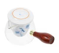 BESPORTBLE Teiera in Vetro Dipinta a Mano con Manico in Legno, Bollitore Resistente al Calore con Infusore Rimovibile, Servizio da Tè per Casa e Ufficio, per Tè ai Fiori e Kung Fu Tea