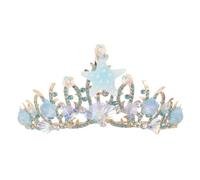 BESPORTBLE Tiara da Sposa Strass Copricapo Tema Sirena Corona Stella Marina e Conchiglie Accessori per Costumi da Principessa Decorazioni per Feste di Matrimonio Compleanno e Halloween