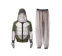 BESPORTBLE,Tuta da zanzara professionale per esterni, 1 set di giacca in rete traspirante con cappuccio e pantaloni, protezione da insetti, mosche, gnats, no-See-Ums e moscerini, Grigio, XL