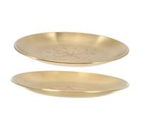 BESPORTBLE Vassoio per Cerimonia dei Tarocchi in Ottone 2 Pezzi Piatto per Candele da Altare Motivo Pentacolo Portacandele Elegante per Uso Domestico e Disposizione Oggetti Rituali